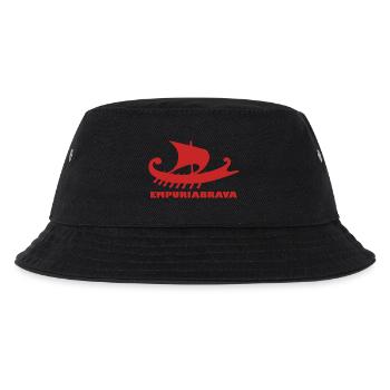 Schiff Empuriabrava/Schrift rot #C62626 - Kinder Bucket Hat - Schwarz - Vorne