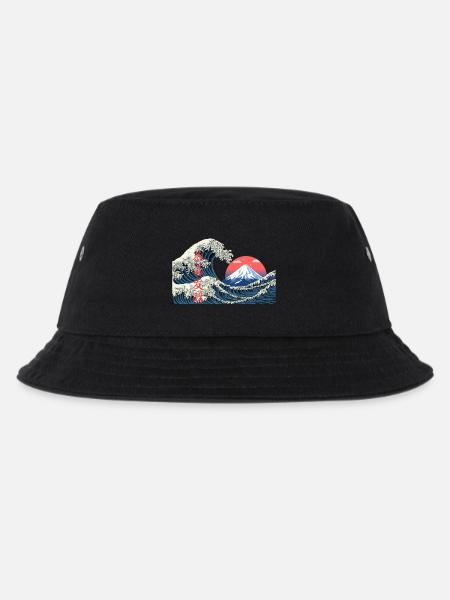 T Shirt Wave kanagawa hokusai mont fuji japan - Kids’ Bucket Hat - black