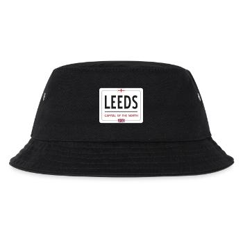 Ortsschild von Leeds - Kinder Bucket Hat - Schwarz - Vorne