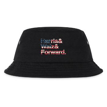 Kamala Harris & Tim Walz 2024 US Flag Shirt - Kinder Bucket Hat - Schwarz - Vorne