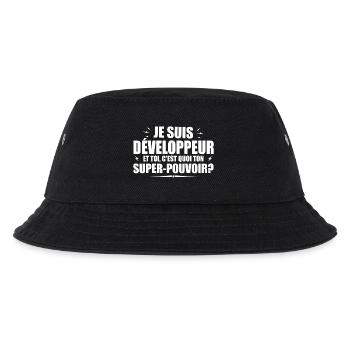 Ich bin Entwickler. Was ist deine Superkraft? - Kinder Bucket Hat - Schwarz - Vorne