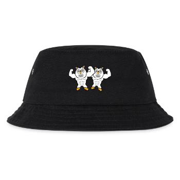 2 Eulen Bodybuilder Muskeln Bizeps Posen Gym Rat - Kinder Bucket Hat - Schwarz - Vorne