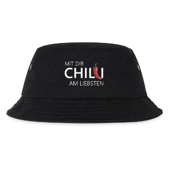 mit dir chilli am liebsten chili chillen - Kinder Bucket Hat - Schwarz - Vorne