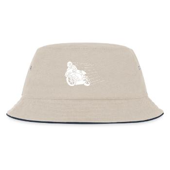 Weißer Biker und Geschwindigkeit - Kinder Bucket Hat - Natur/Navy - Vorne