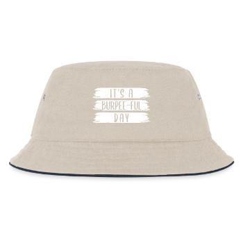 Gym Junkies It´s A Burpee-Ful Day Calisthenics - Kinder Bucket Hat - Natur/Navy - Vorne