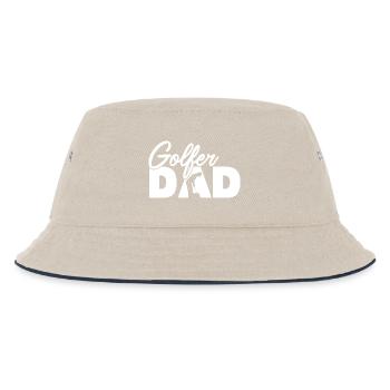 Golfer-Vater, Vintage-Silhouette-Golf-Vater, Vater - Kinder Bucket Hat - Natur/Navy - Vorne