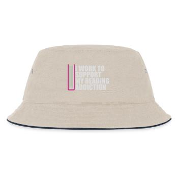 I Work To Support My Reading Addiction Bücher Logo - Kinder Bucket Hat - Natur/Navy - Vorne