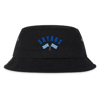 Skyros Griechische Kreuzflaggen - Kinder Bucket Hat - Schwarz - Vorne