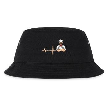 Heartbeat Koch Pizzabäcker - Geschenk - Kinder Bucket Hat - Schwarz - Vorne