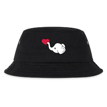 elefant kopf herz liebe schenken verliebt sitzend - Kinder Bucket Hat - Schwarz - Vorne