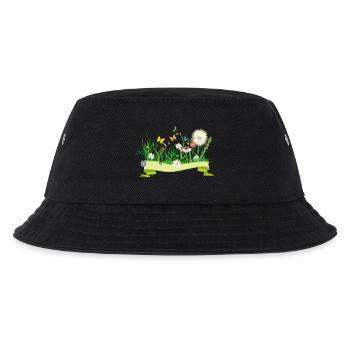saftige Frühlingswiese mit Blumen und Insekten - Kinder Bucket Hat - Schwarz - Vorne