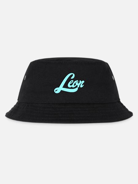 Leon Name Leuchtendes Leo Motiv für Tierliebhaber - Kinder Bucket Hat - Schwarz