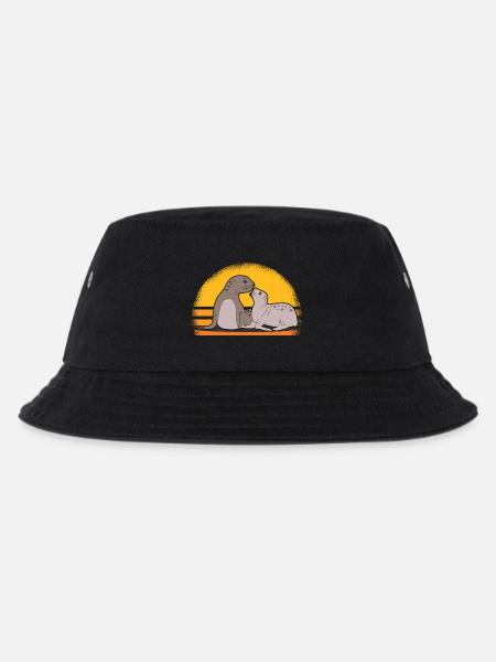Robbe mit Baby niedliche Seehunde Robben Geschenk - Kinder Bucket Hat - Schwarz