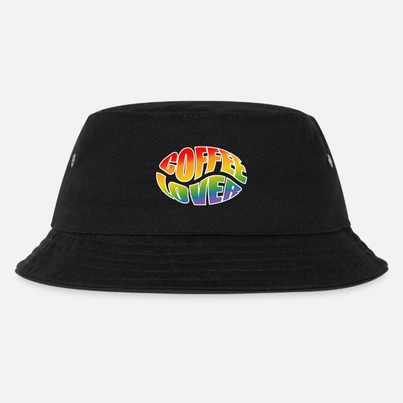 Kaffeebohne coffee lover rainbow black shirt - Kinder Bucket Hat - Schwarz