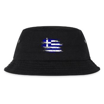 Griechenland Flagge used - Kinder Bucket Hat - Schwarz - Vorne