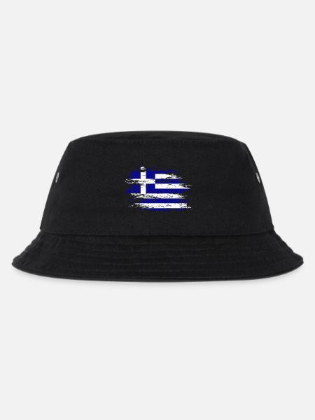 Griechenland Flagge used - Kinder Bucket Hat - Schwarz