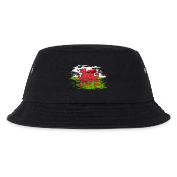 Wales Flagge used - Kinder Bucket Hat - Schwarz - Vorne