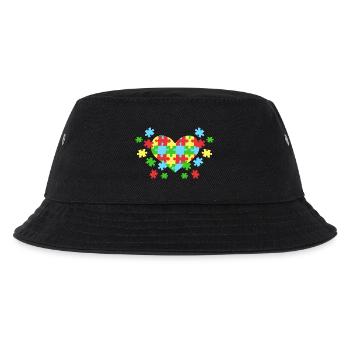 Autismus Puzzleteile Herz - Kinder Bucket Hat - Schwarz - Vorne