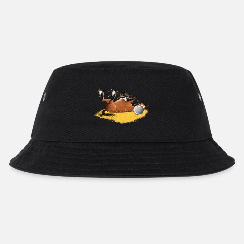 Drolliges Pferd Wälzt SichFür Pferde Frende - Kinder Bucket Hat - Schwarz