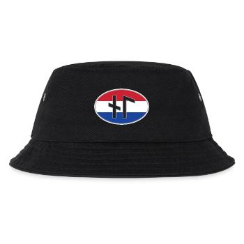 NL (Nederland) Runen-Ländercode-Aufkleber - Kinder Bucket Hat - Schwarz - Vorne