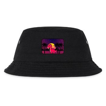 Dino Retro Wave - Kinder Bucket Hat - Schwarz - Vorne