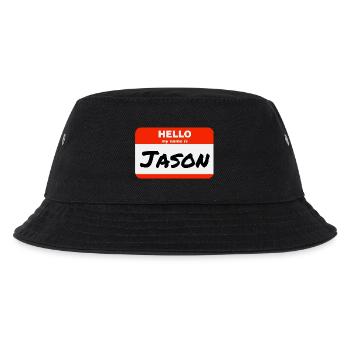 Hello My Name Is Jason Rotes Etikett mit Vorname - Kinder Bucket Hat - Schwarz - Vorne