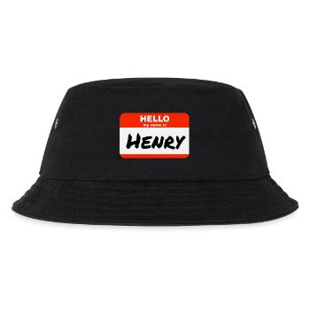Hello My Name Is Henry Rotes Etikett mit Vorname - Kinder Bucket Hat - Schwarz - Vorne
