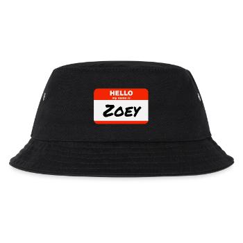 Hello My Name Is Zoey Etikett Namensschild - Kinder Bucket Hat - Schwarz - Vorne