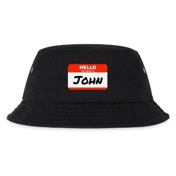 Hello My Name Is John Etikett Namensschild - Kinder Bucket Hat - Schwarz - Vorne