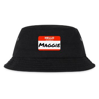 Hello My Name Is Maggie Etikett Namensschild - Kinder Bucket Hat - Schwarz - Vorne