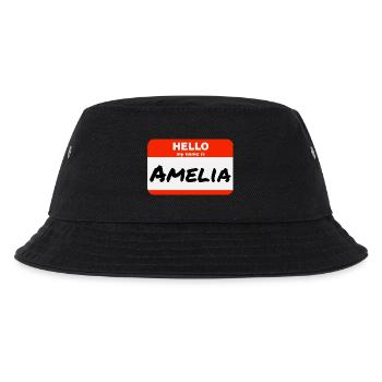 Hello My Name Is Amelia Etikett Namensschild - Kinder Bucket Hat - Schwarz - Vorne