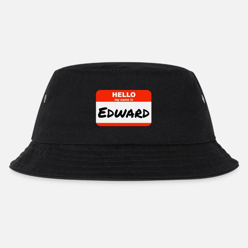 Hello My Name Is Edward Etikett Namensschild - Kinder Bucket Hat - Schwarz