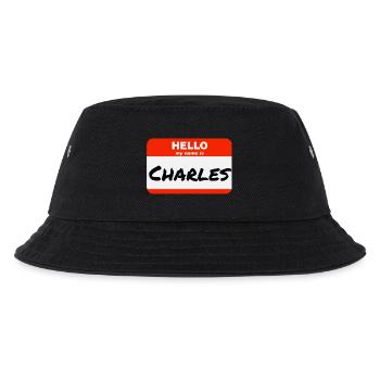 Hello My Name Is Charles Etikett Namensschild - Kinder Bucket Hat - Schwarz - Vorne