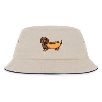 Cute Dachshund Hot Dog Bun Sticker - Kids’ Bucket Hat - ecru/navy - Front