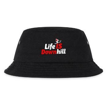 Life is Downhill Skiing Winter Sports Mountains - Kids’ Bucket Hat - black - Front