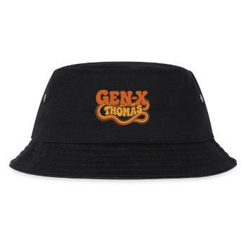 Thomas – minimalistisches Retro-GEN-X-Design - Kinder Bucket Hat - Schwarz - Vorne