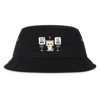 Katzendilemma: Arbeit oder Mahlzeit - Kinder Bucket Hat - Schwarz - Vorne