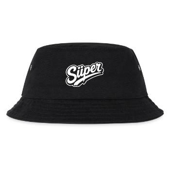 Süper Script Wortmarke Jugendwort - Kinder Bucket Hat - Schwarz - Vorne
