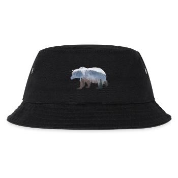 Bär mit Wald - Kinder Bucket Hat - Schwarz - Vorne
