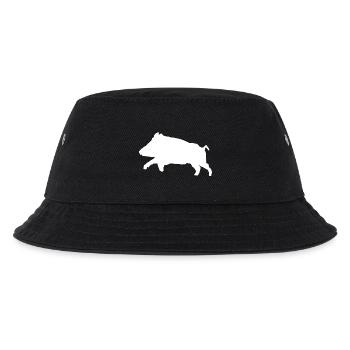 Anpassbares Wildschwein-T-Shirt - Kinder Bucket Hat - Schwarz - Vorne