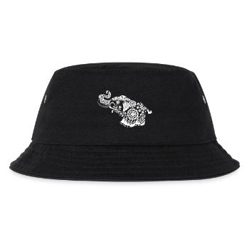 Elefant Blumenranken schwarzweiß Geschenkidee - Kinder Bucket Hat - Schwarz - Vorne
