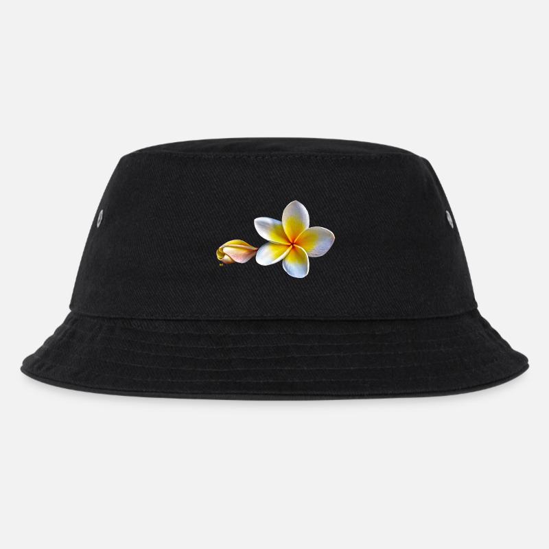 Weisse plumeria oder Frangipani Blume - Kinder Bucket Hat - Schwarz