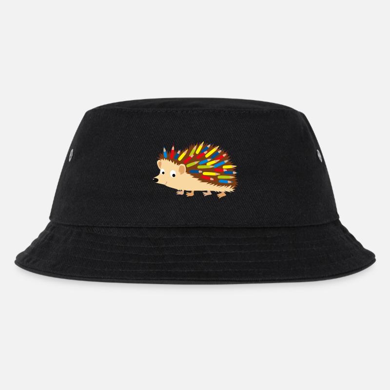 Igel Buntstift - Kinder Bucket Hat - Schwarz