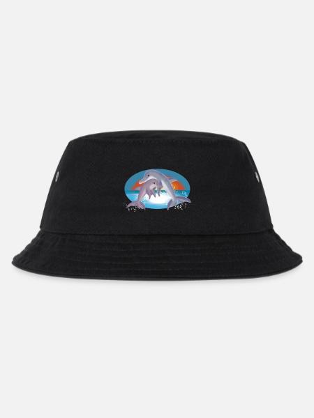 Cheerful Dolphin Couple Illustration - Kids’ Bucket Hat - black