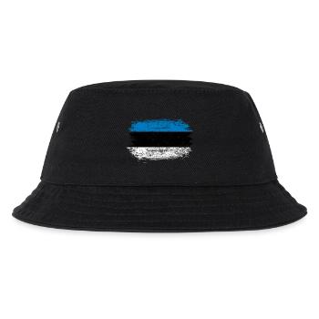 Blau-Weiße Pinselstrichflagge - Kinder Bucket Hat - Schwarz - Vorne