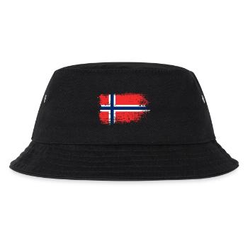 Norwegische Flagge Grunge Textur - Kinder Bucket Hat - Schwarz - Vorne