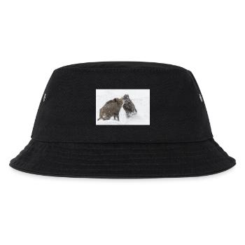 kämpfende Wildschweine im Schnee - Kinder Bucket Hat - Schwarz - Vorne