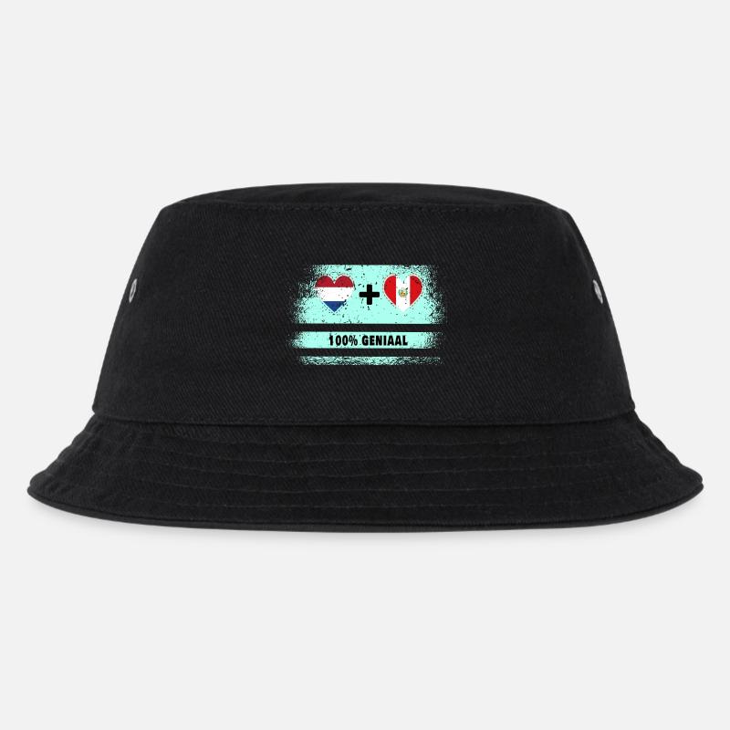 Peru und Niederlande 100% Genius Flagge - Kinder Bucket Hat - Schwarz