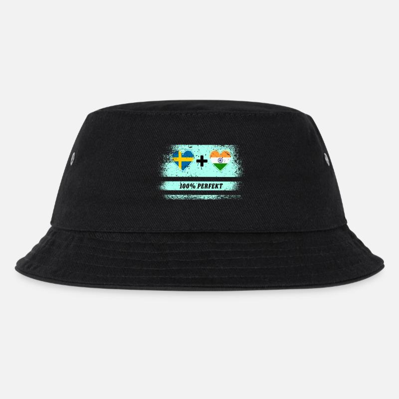 Indien und Schweden 100% perfekt / Geschenk - Kinder Bucket Hat - Schwarz