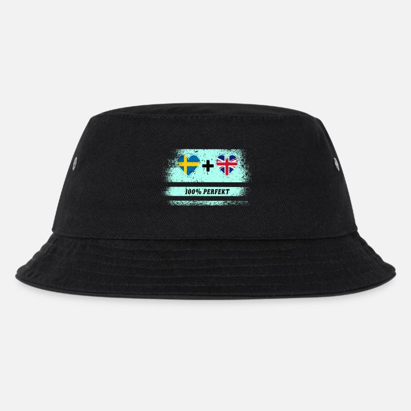 UK & Schweden 100% perfekt - Kinder Bucket Hat - Schwarz
